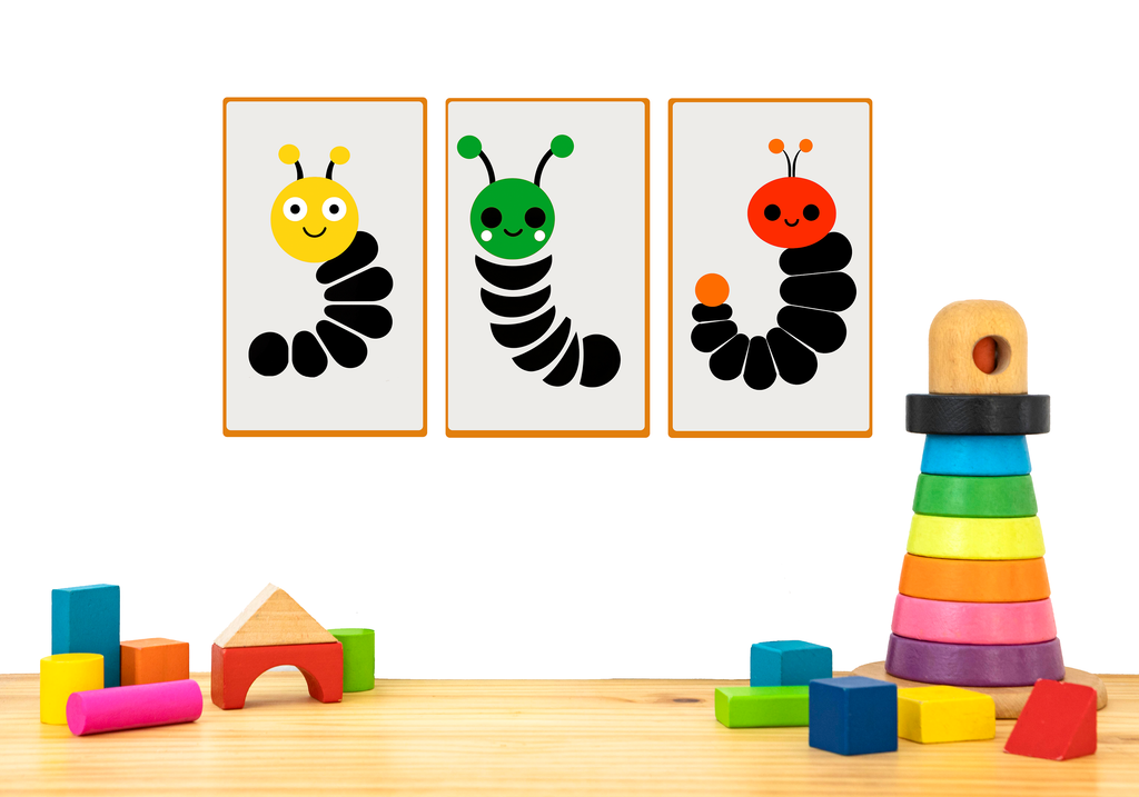 Midwest Modern Simple Graphic Yellow & Black Caterpillar Nursery Art Print - Matte Canvas, Stretched, 1.25"
