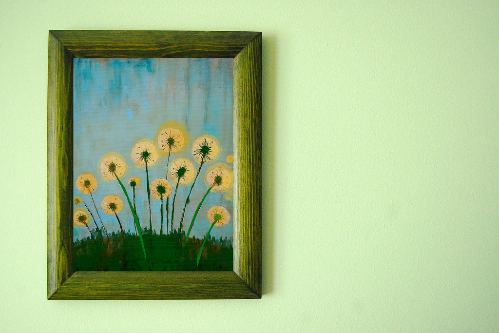 Midwest Modern Summer Dandelion Art Print Number Three - Matte Canvas, Stretched, 1.25"