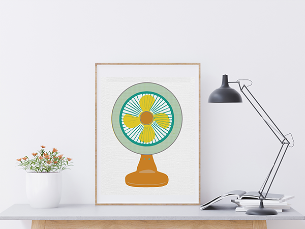 Midwest Modern Retro Oscillating Fan Number Two Art Print - Matte Canvas, Stretched, 1.25"