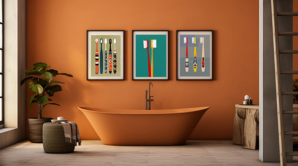 Midwest Modern Pop Art Toothbrush Trio Number Two Bathroom Art Print - Matte Canvas, Stretched, 1.25"