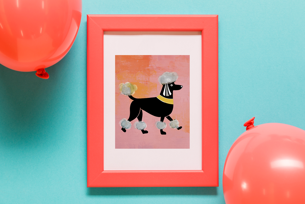 Midwest Modern Pink Poodle Art Print - Matte Canvas, Stretched, 1.25"