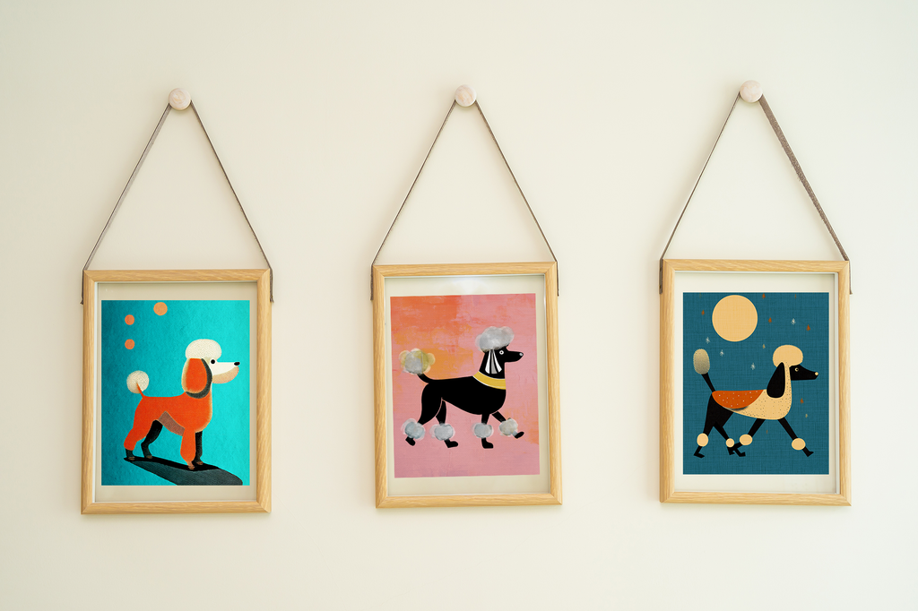 Midwest Modern Pink Poodle Art Print - Matte Canvas, Stretched, 1.25"