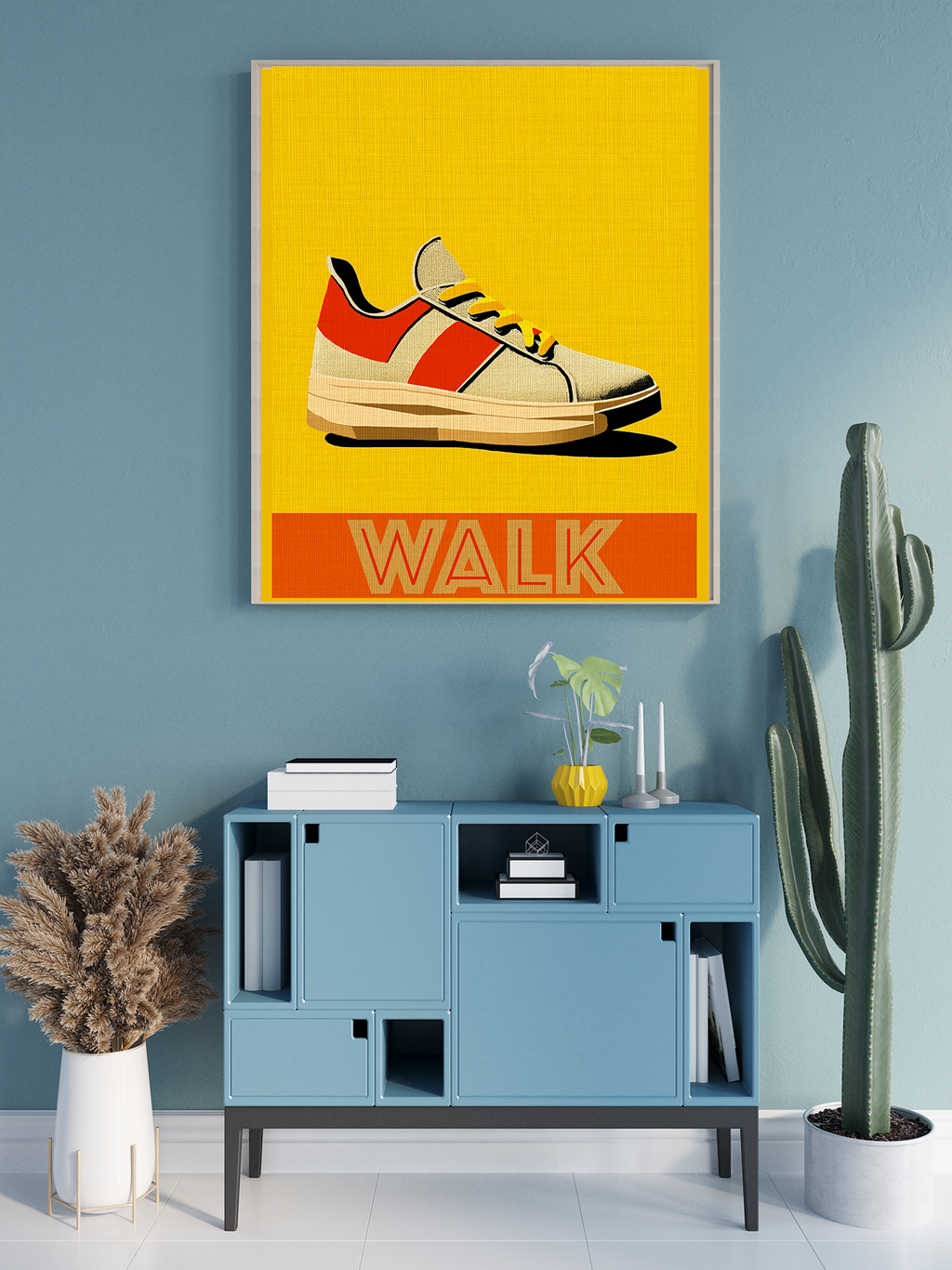 Midwest Modern Summer Activity WALK Walking Art Print - Matte Canvas, Stretched, 1.25"
