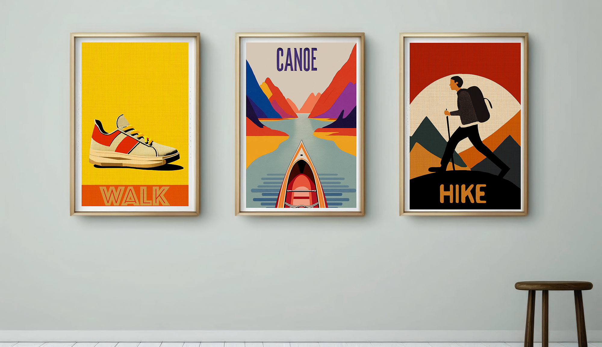 Midwest Modern Summer Activity WALK Walking Art Print - Matte Canvas, Stretched, 1.25"