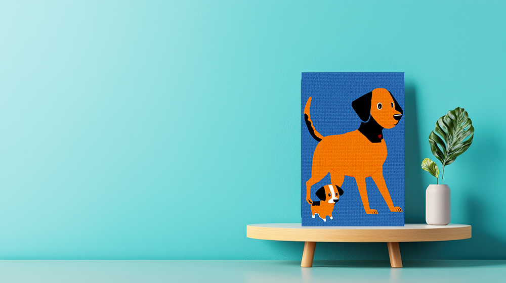 Midwest Modern Puppy and Dog Mama Art Print - Matte Canvas, Stretched, 1.25"