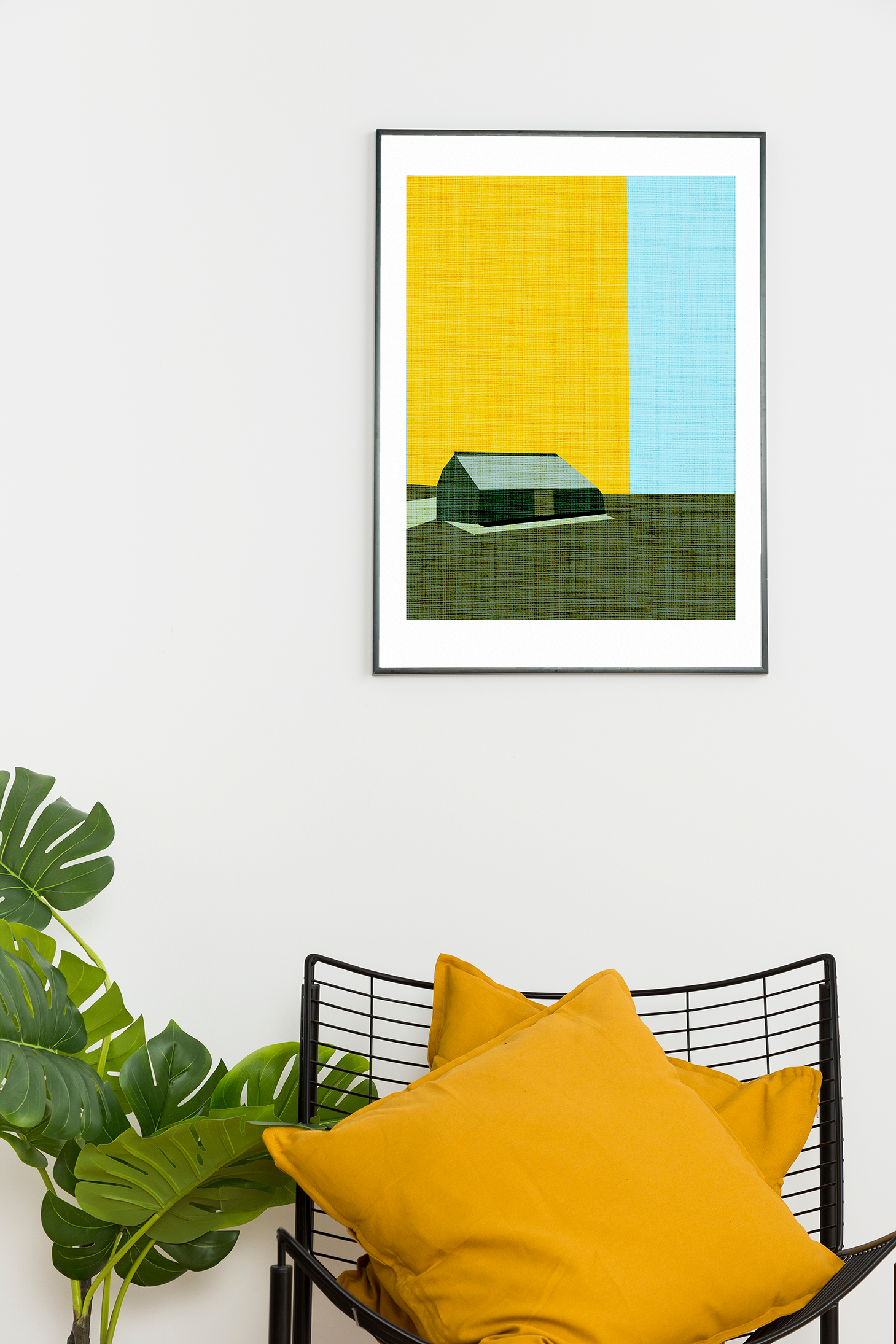 Midwest Modern Prairie Green Barn Landscape - Matte Canvas, Stretched, 1.25"