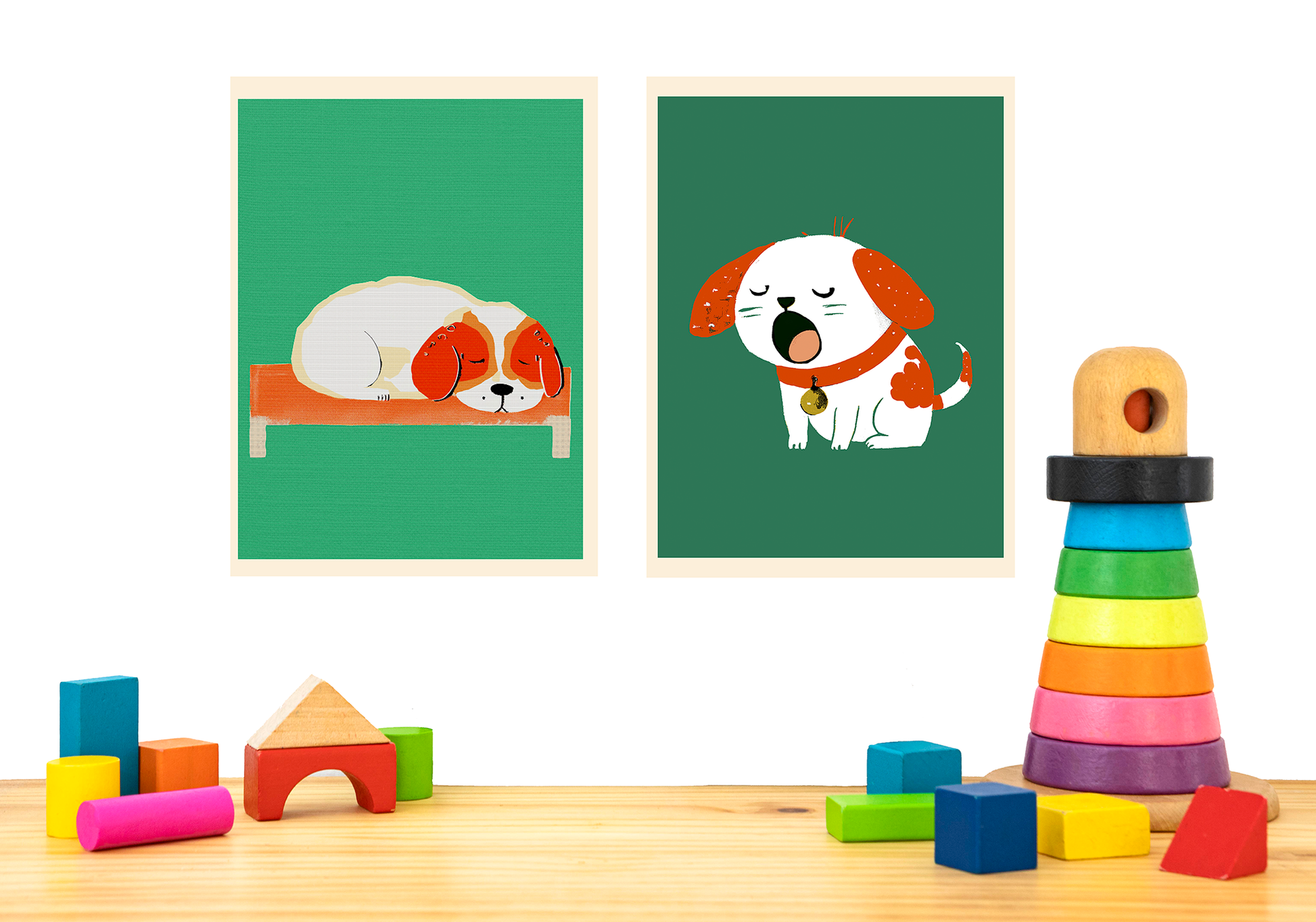 Midwest Mod Sleepy Pup Nursery Kids Art Print - Matte Canvas, Stretched, 1.25"