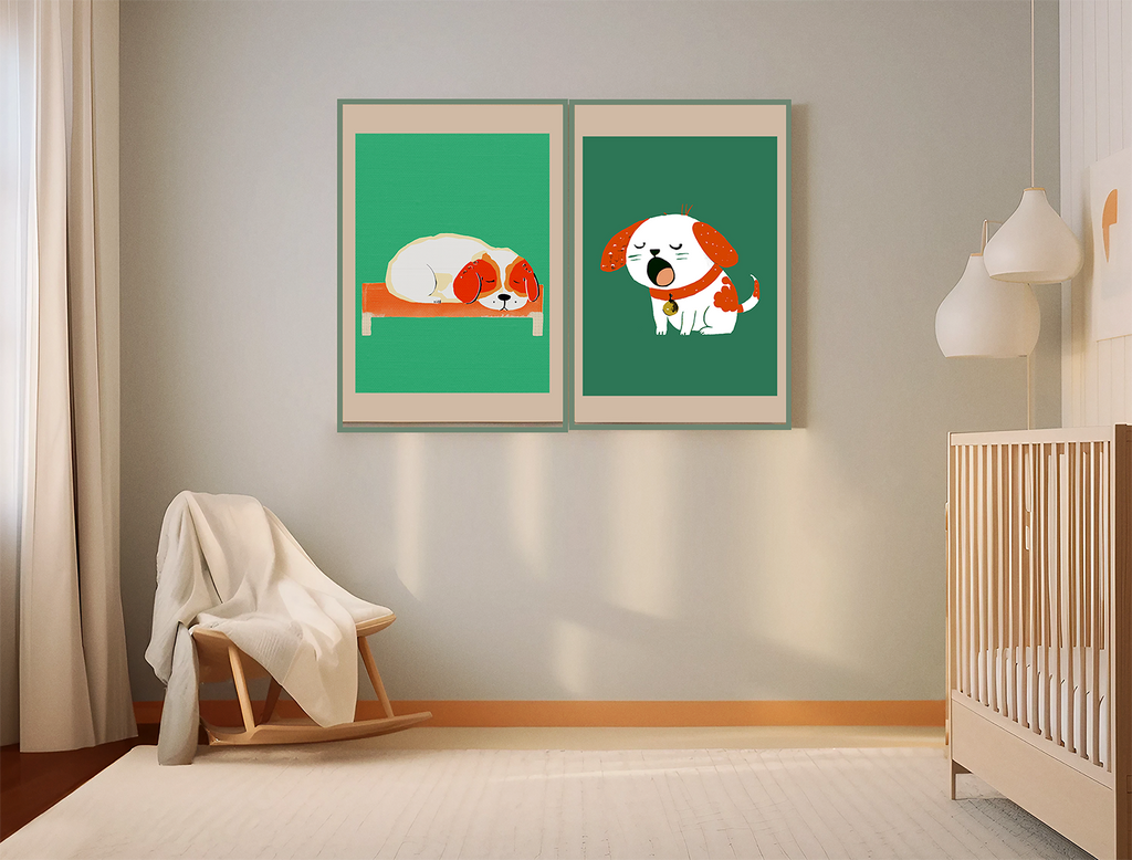 Midwest Mod Sleepy Pup Nursery Kids Art Print - Matte Canvas, Stretched, 1.25"
