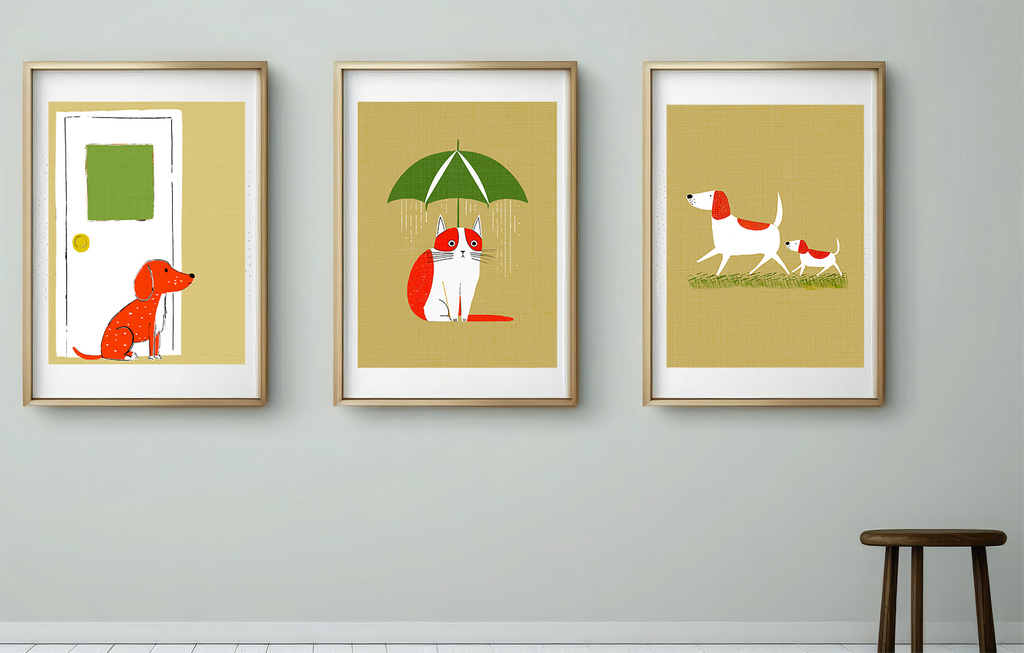 Midwest Mod Dog at Door Nursery Kids Art Print - Matte Canvas, Stretched, 1.25"