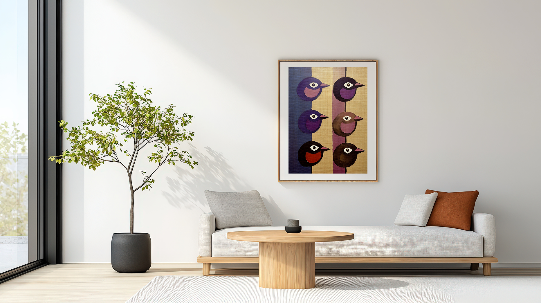 Midwest Modern Sixpence Song Bird Art Print  - Matte Canvas, Stretched, 1.25"