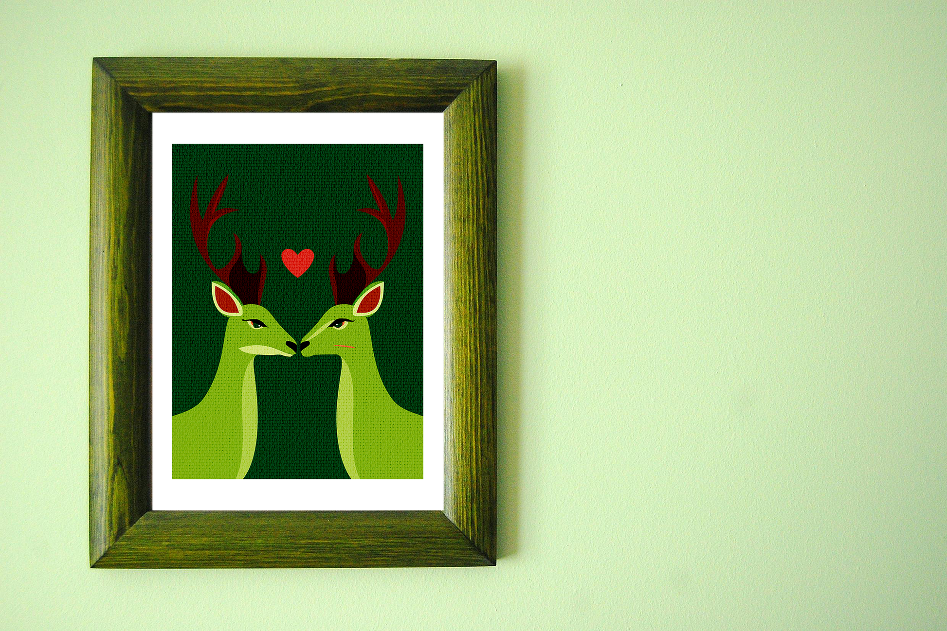 Midwest Modern Deer In Love Art Print - Matte Canvas, Stretched, 1.25"