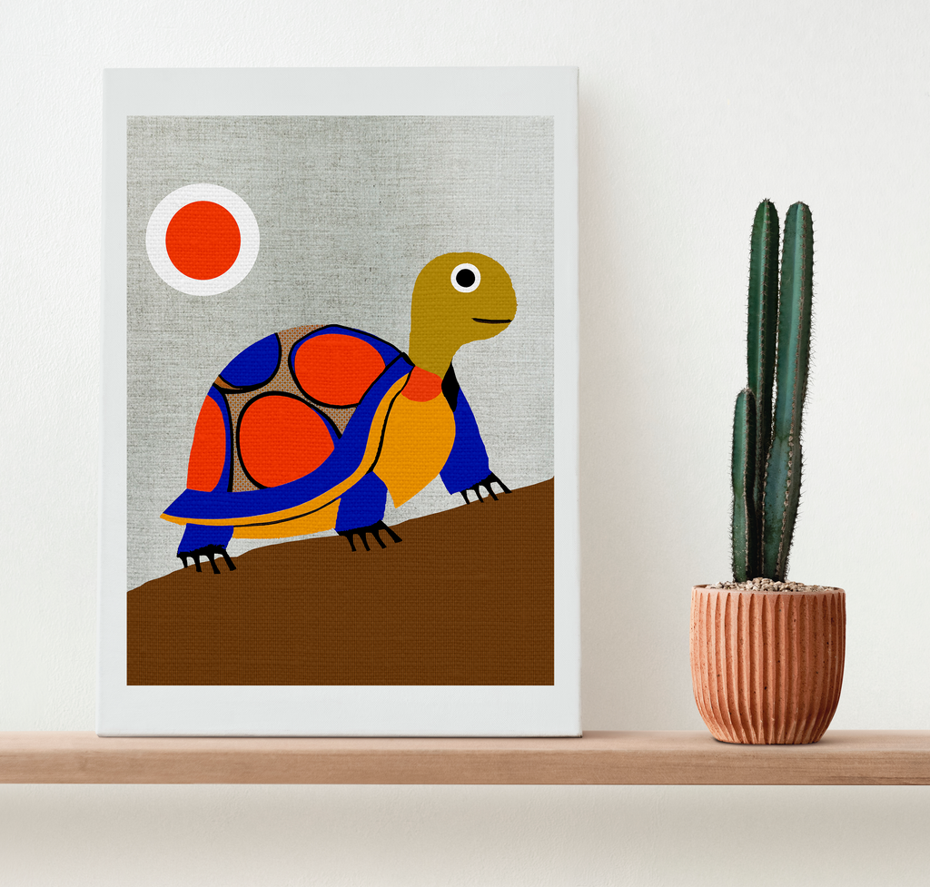 Midwest Mod Pop Art Turtle Nursery Kids Art Print - Matte Canvas, Stretched, 1.25"