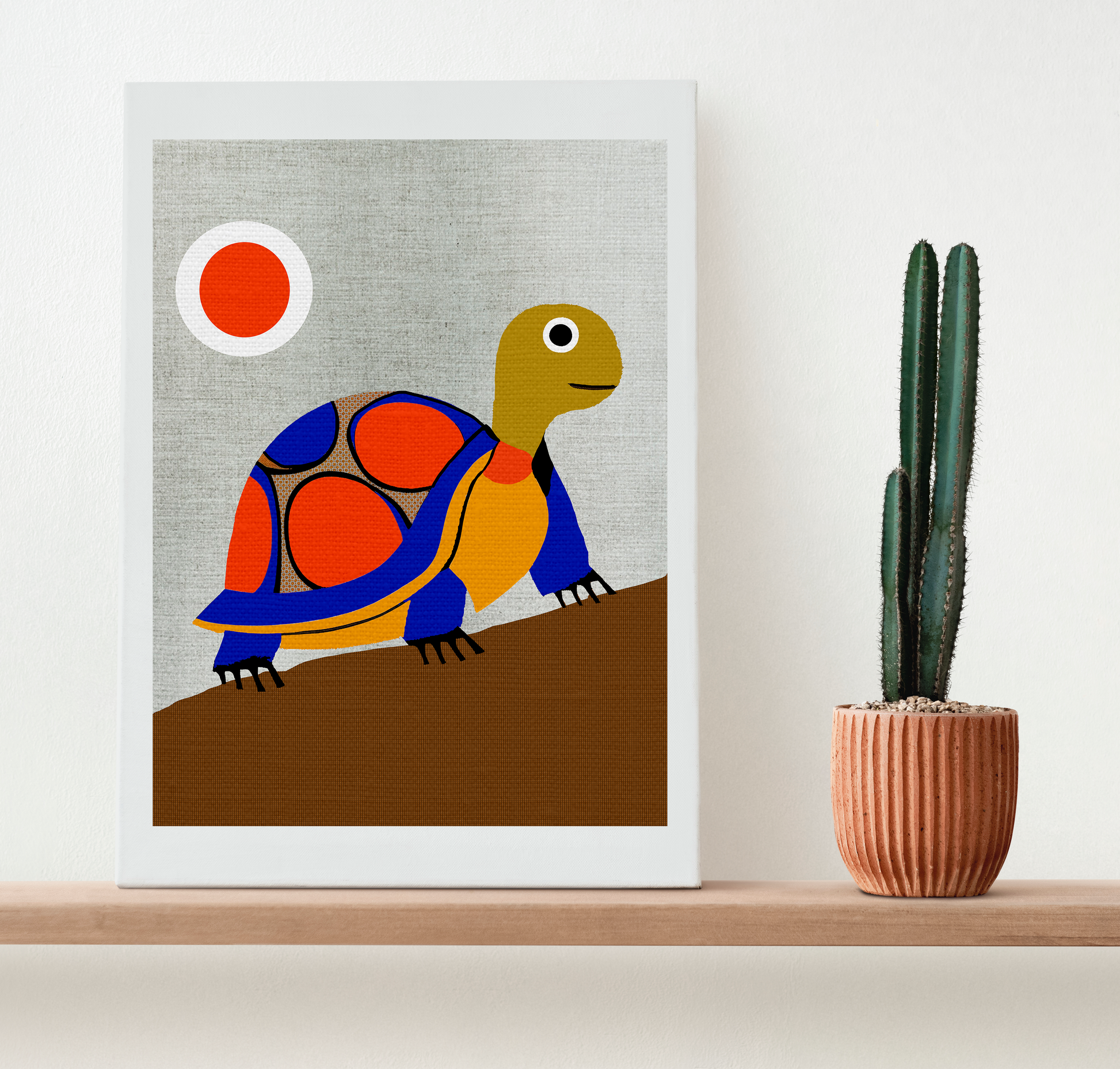 Midwest Mod Pop Art Turtle Nursery Kids Art Print - Matte Canvas, Stretched, 1.25"