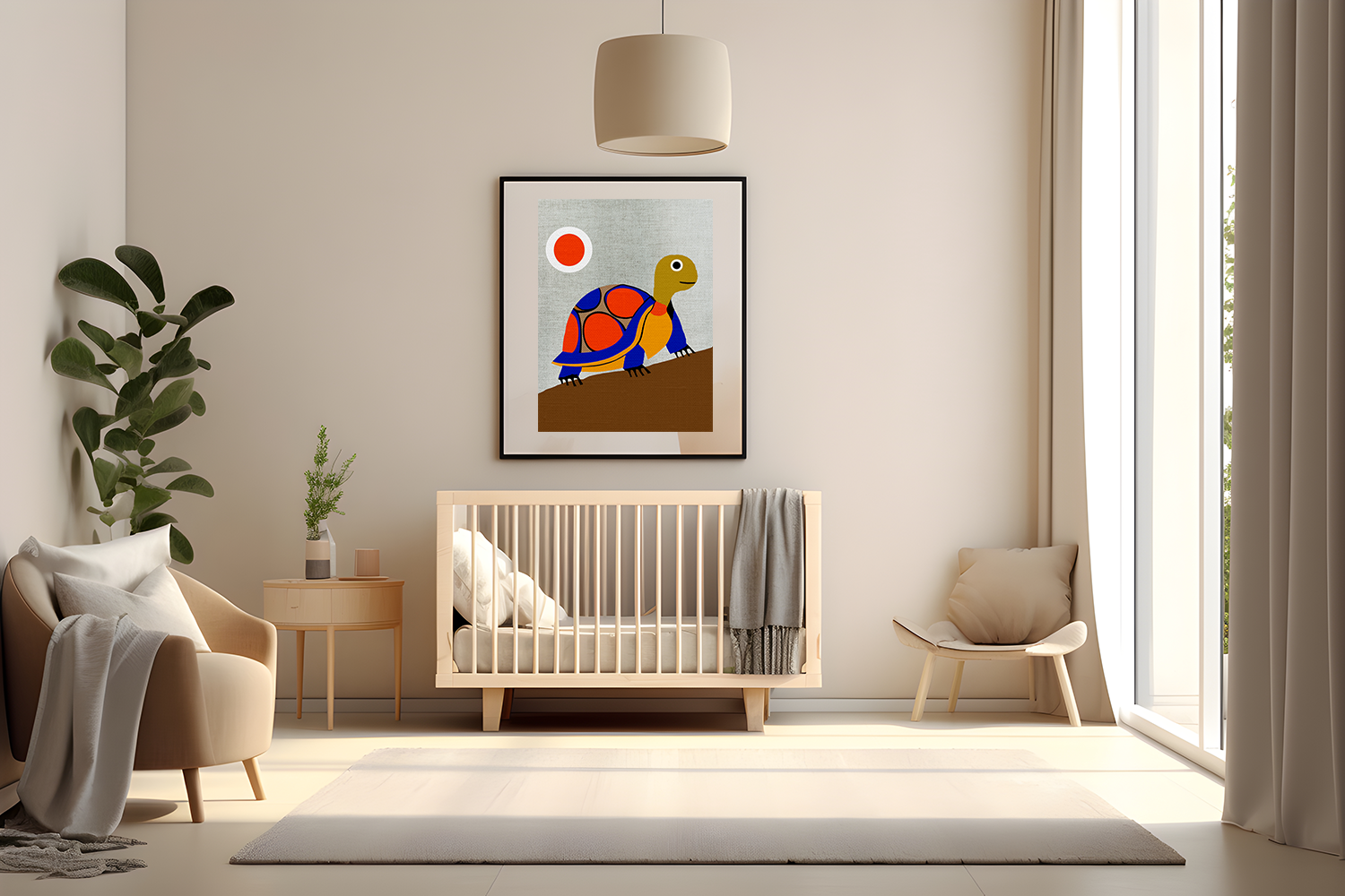 Midwest Mod Pop Art Turtle Nursery Kids Art Print - Matte Canvas, Stretched, 1.25"