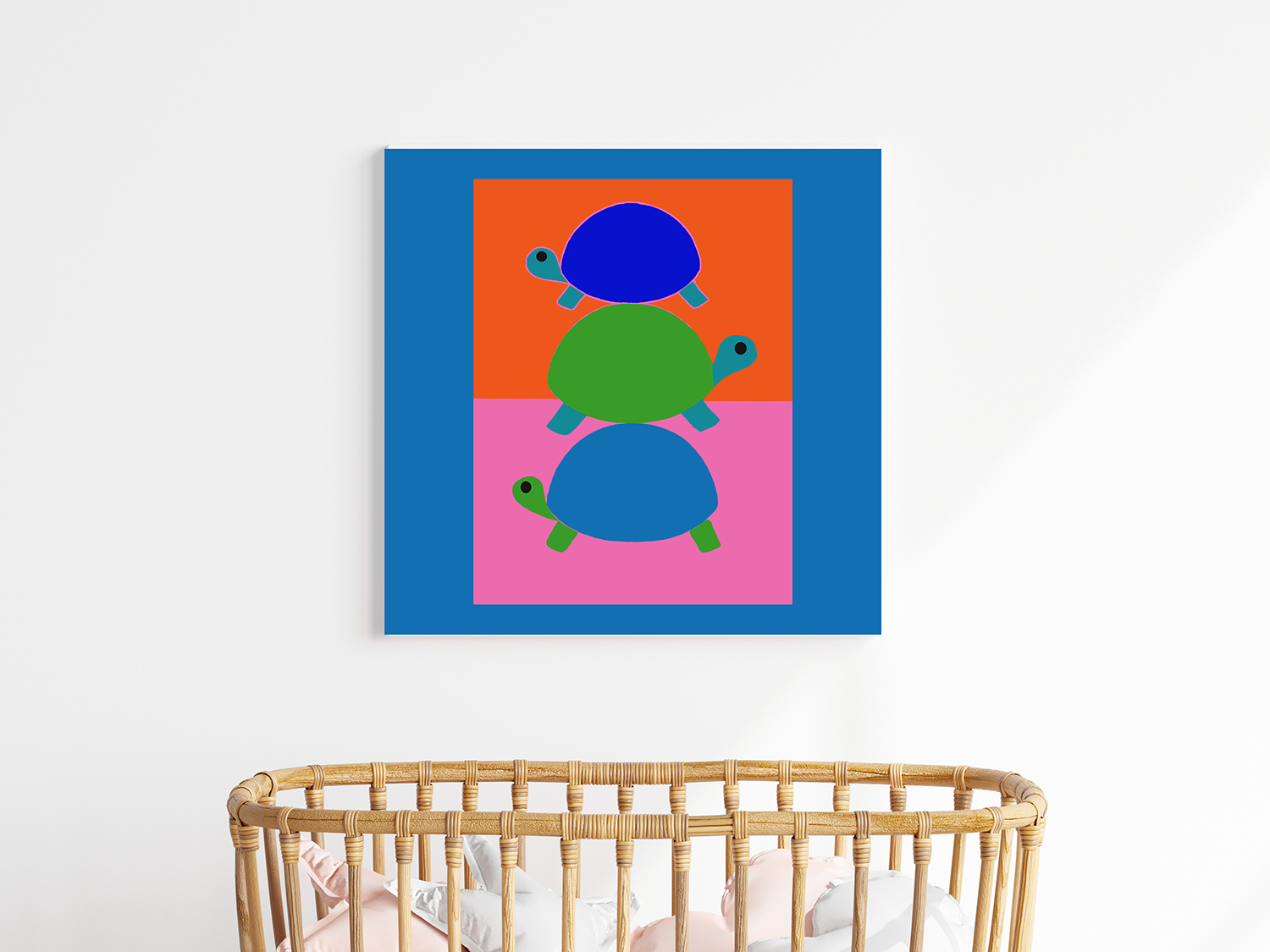 Midwest Mod Pop In Your Face Turtle Trio Art Print - Matte Canvas, Stretched, 1.25"
