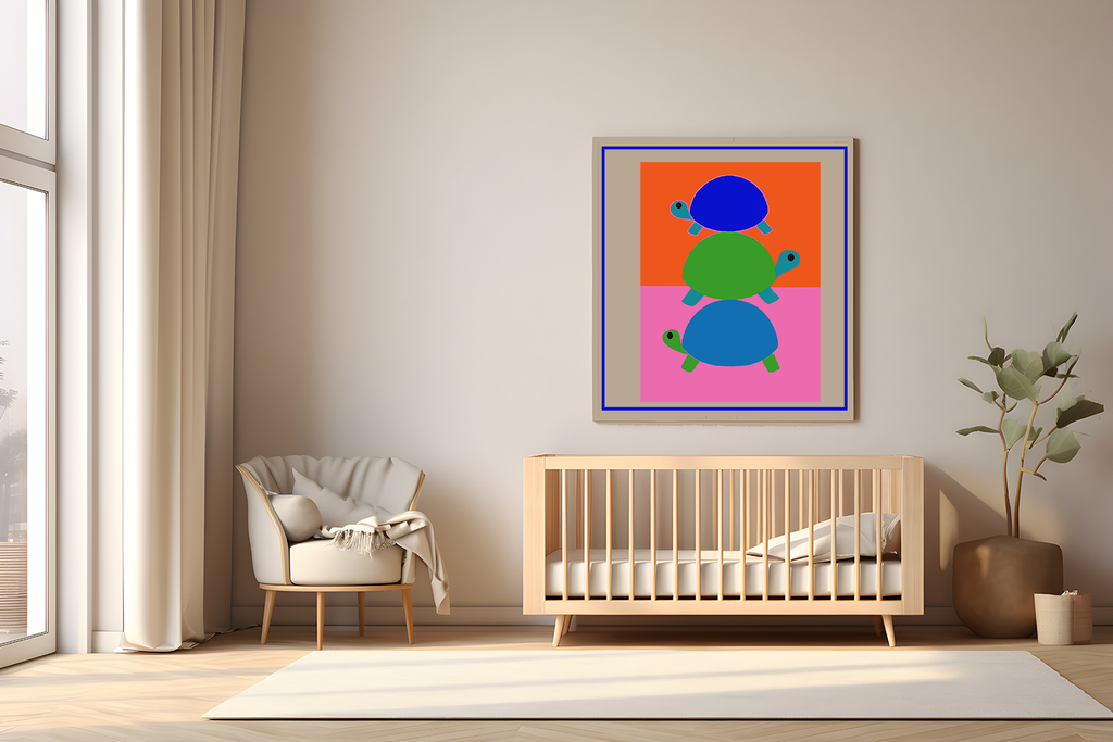 Midwest Mod Pop In Your Face Turtle Trio Art Print - Matte Canvas, Stretched, 1.25"