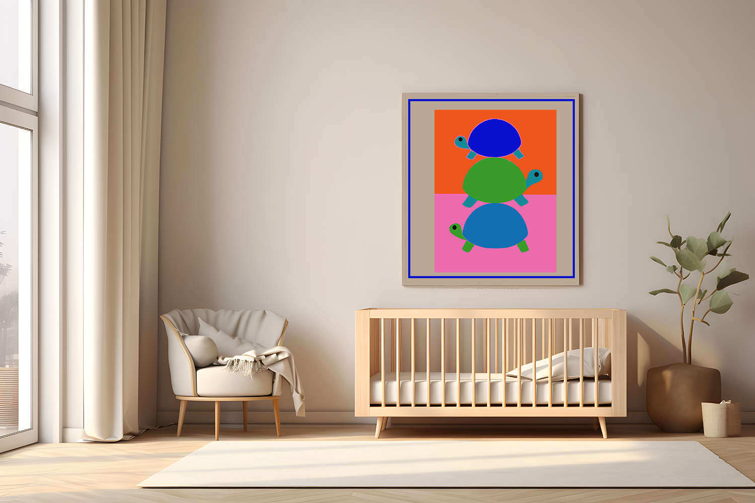 Midwest Mod Pop In Your Face Turtle Trio Art Print - Matte Canvas, Stretched, 1.25"