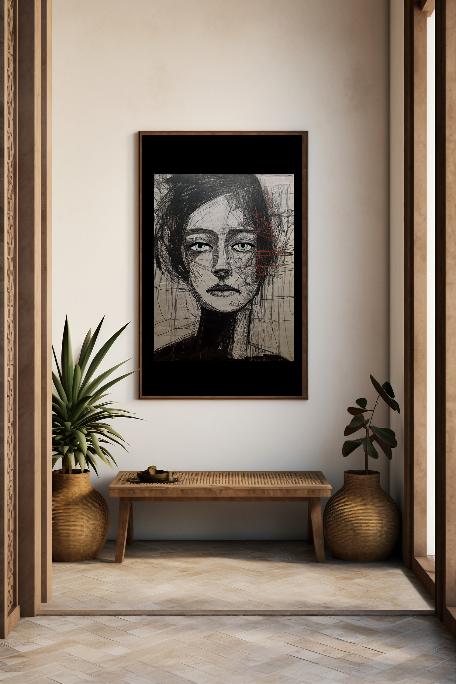 Abstract Woman Portrait Collaborative Modern Art Print Number Two- Matte Canvas, Stretched, 1.25"