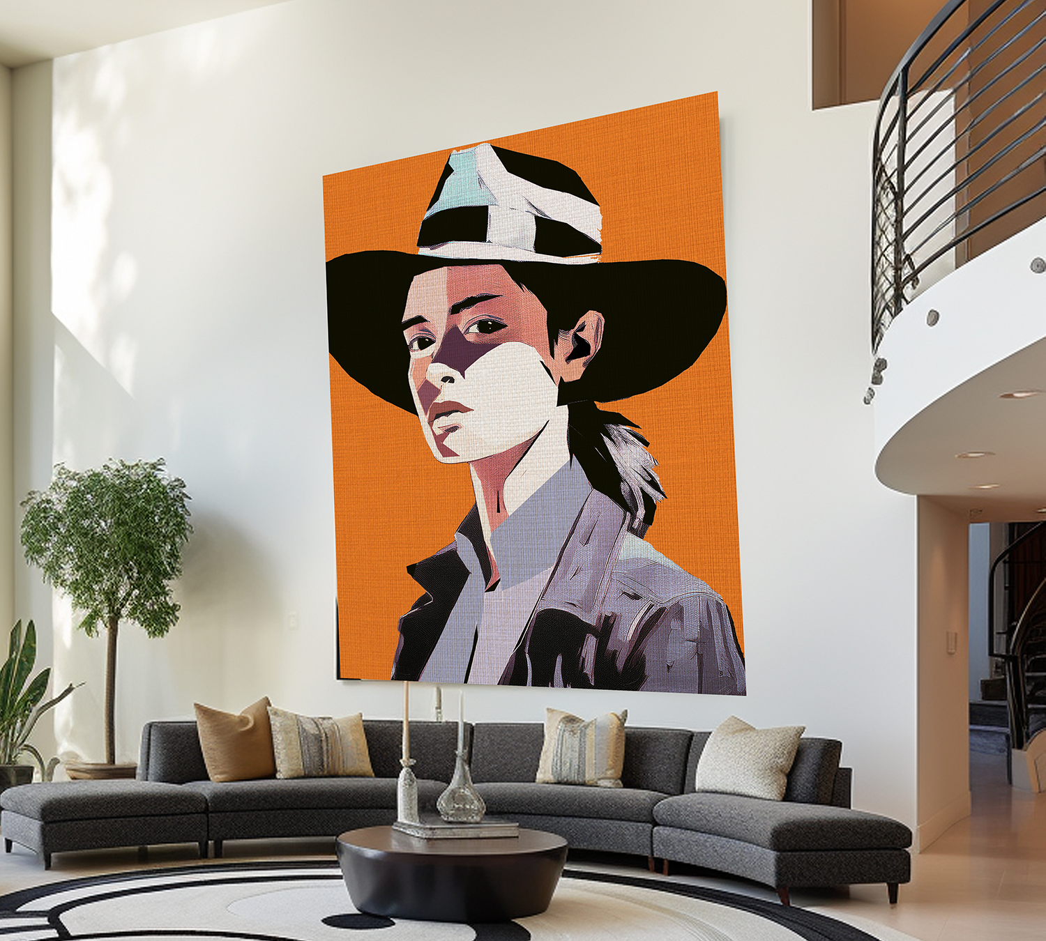 Abstract Cowgirl Portrait Collaborative Modern Art Print - Matte Canvas, Stretched, 1.25"