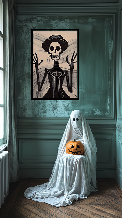 Put Your Hands Where I Can See Them Skeleton Art Print  - Matte Canvas, Stretched, 1.25"