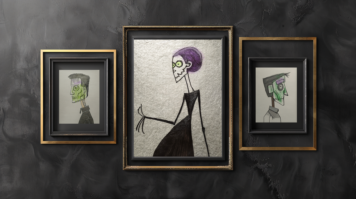 Bride of Frankenstein Art Print  - Matte Canvas, Stretched, 1.25"