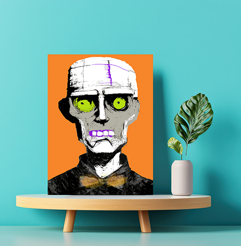 Zombie Monster Man Halloween Art Print  - Matte Canvas, Stretched, 1.25"