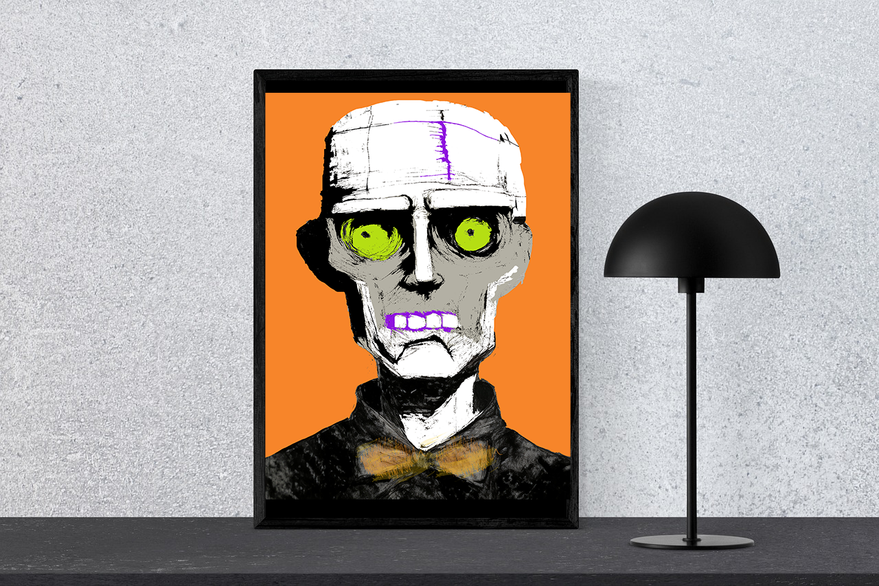 Zombie Monster Man Halloween Art Print  - Matte Canvas, Stretched, 1.25"