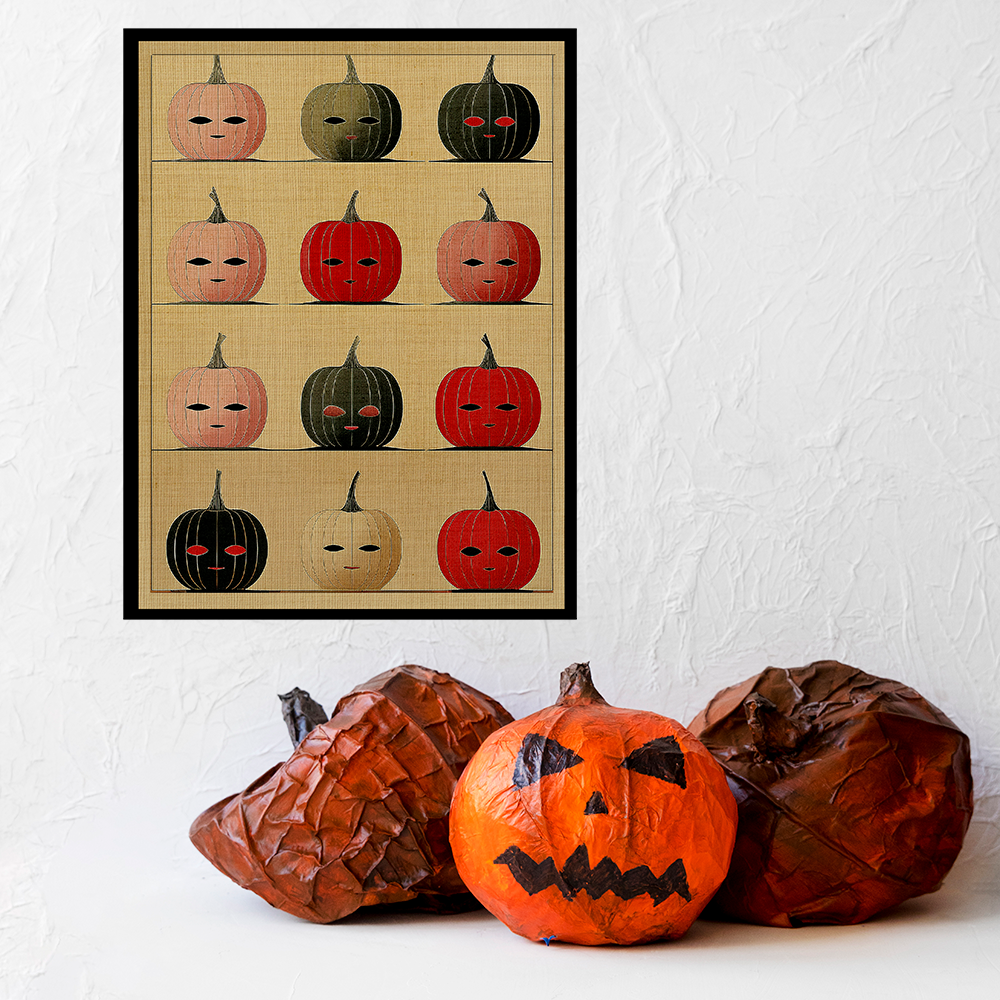 Somber Halloween Pumpkin Display Art Print  - Matte Canvas, Stretched, 1.25"