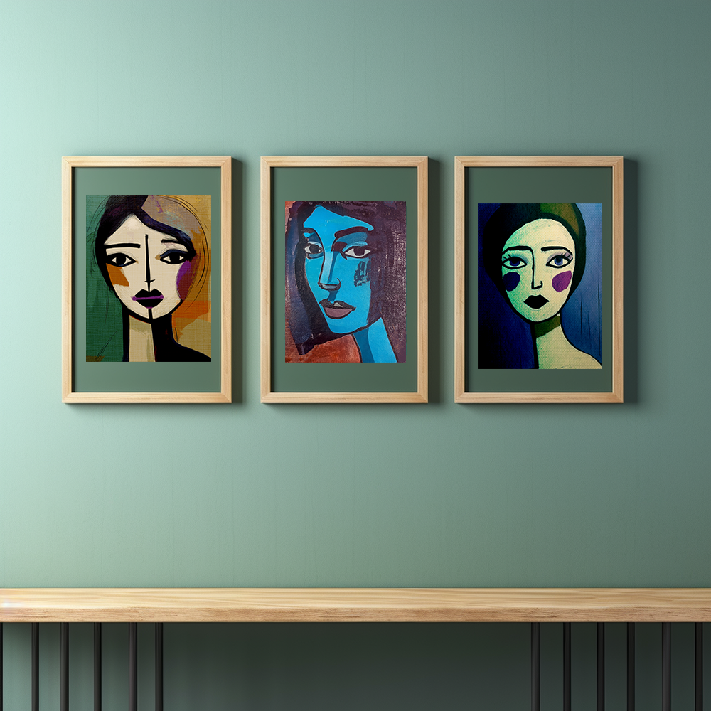 Abstract Midwest Mod Woman Portrait Apprehensive-  Matte Canvas, Stretched, 1.25"