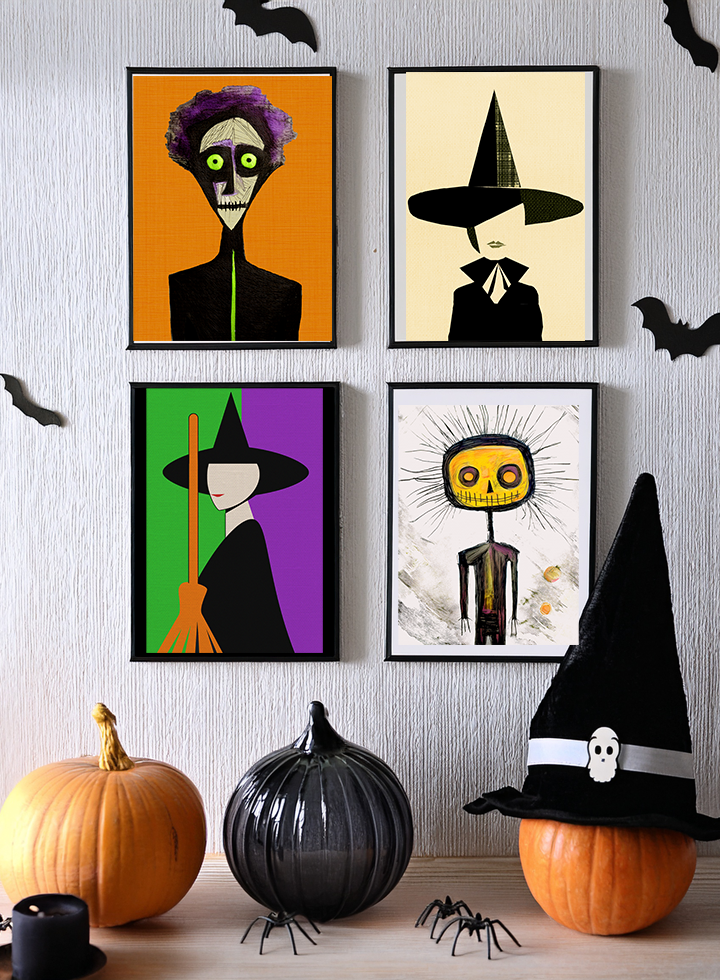 Midwest Mod Wide Eyed Zombie Seasonal Silk Poster, Indoor and Outdoor Decor, Unique Home Decor, Seasonal Decor, Halloween, Zombie, Monster, Creature