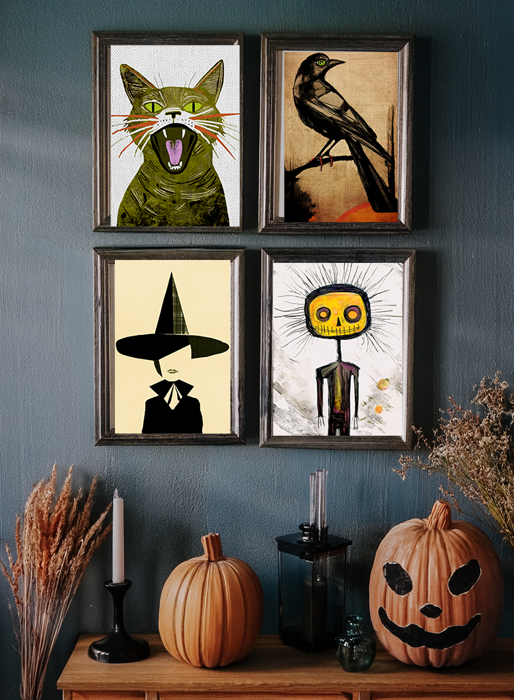 Midwest Mod Pumpkin King Character Seasonal Silk Poster, Indoor and Outdoor Decor, Unique Home Decor, Seasonal Decor, Halloween, Pumpkin, Character