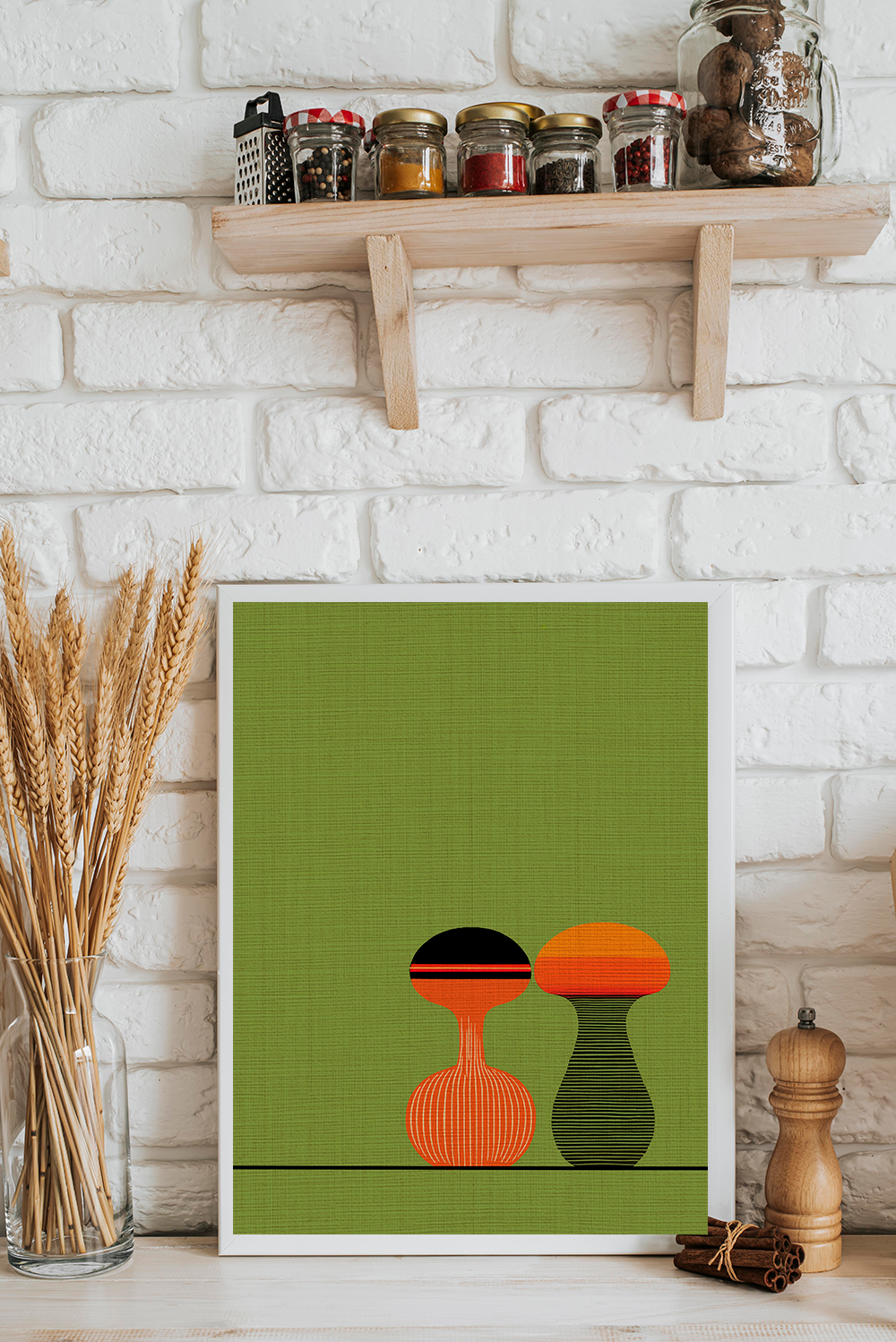 Midwest Mod Salt & Pepper Print - Danish Modern Inspired - Matte Canvas, Stretched, 1.25"