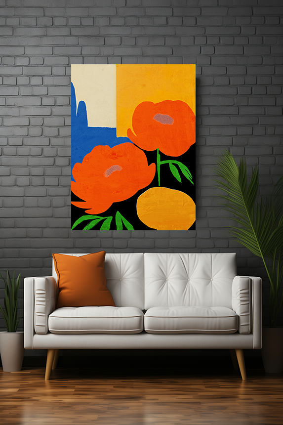 Midwest Modern Vibrant Peony Print - Matte Canvas, Stretched, 1.25"