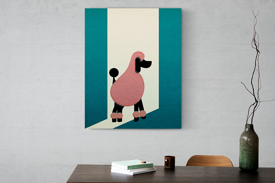 Midwest Modern Poodle Love Print - Matte Canvas, Stretched, 1.25"
