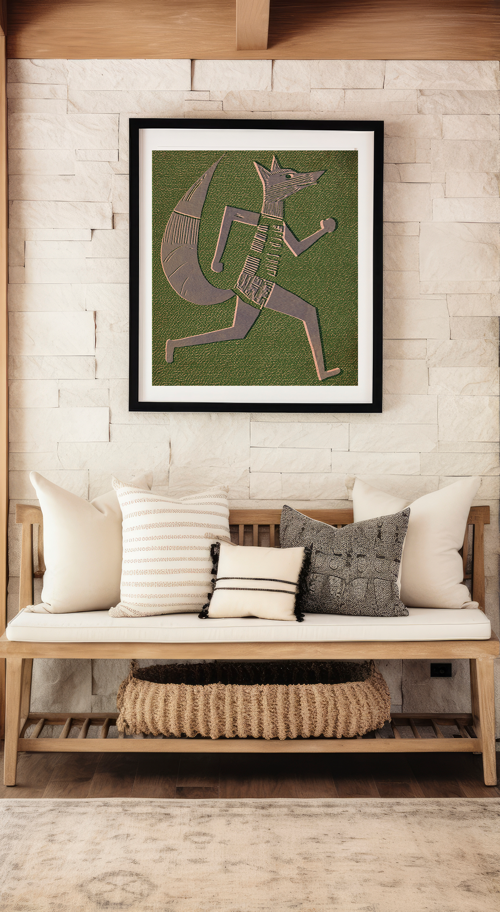 Midwest Modern Running Fox Print - Matte Canvas, Stretched, 1.25"