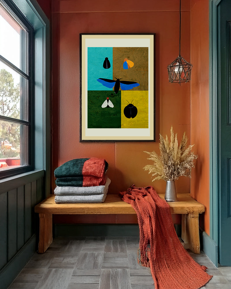 Midwest Modern Insects Grid Print - Matte Canvas, Stretched, 1.25" - insects, moths, bugs, modern, abstract