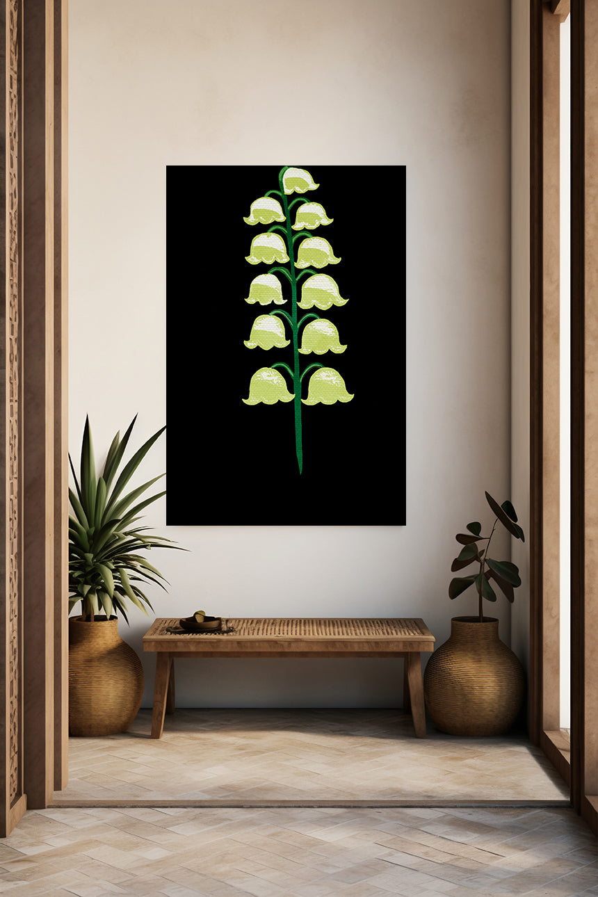 Midwest Modern Abstract Lily of the Valley Floral Print - Matte Canvas, Stretched, 1.25" - Floral, lily