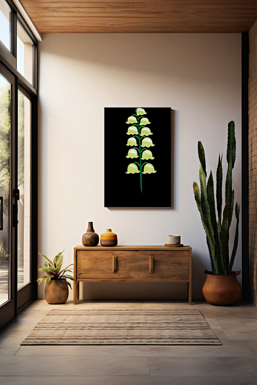 Midwest Modern Abstract Lily of the Valley Floral Print - Matte Canvas, Stretched, 1.25" - Floral, lily
