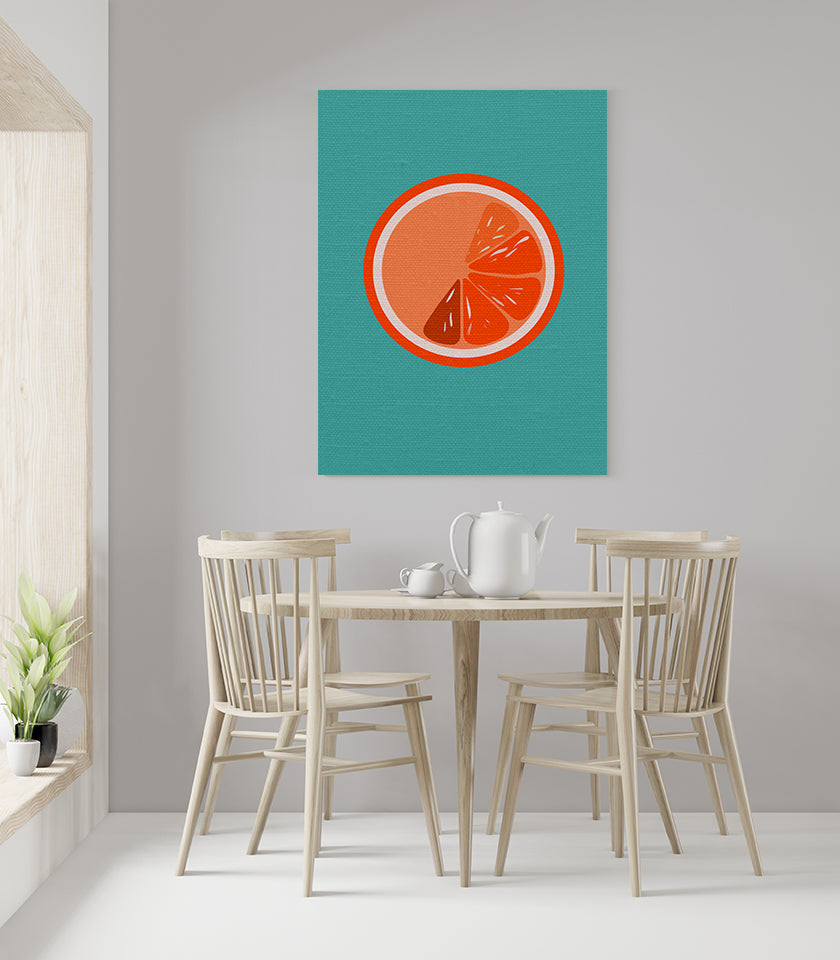 Midwest Modern Icon Pop Art Orange Slice Print - Matte Canvas, Stretched, 1.25" - wall decor, fun art,  bold, fruit, orange