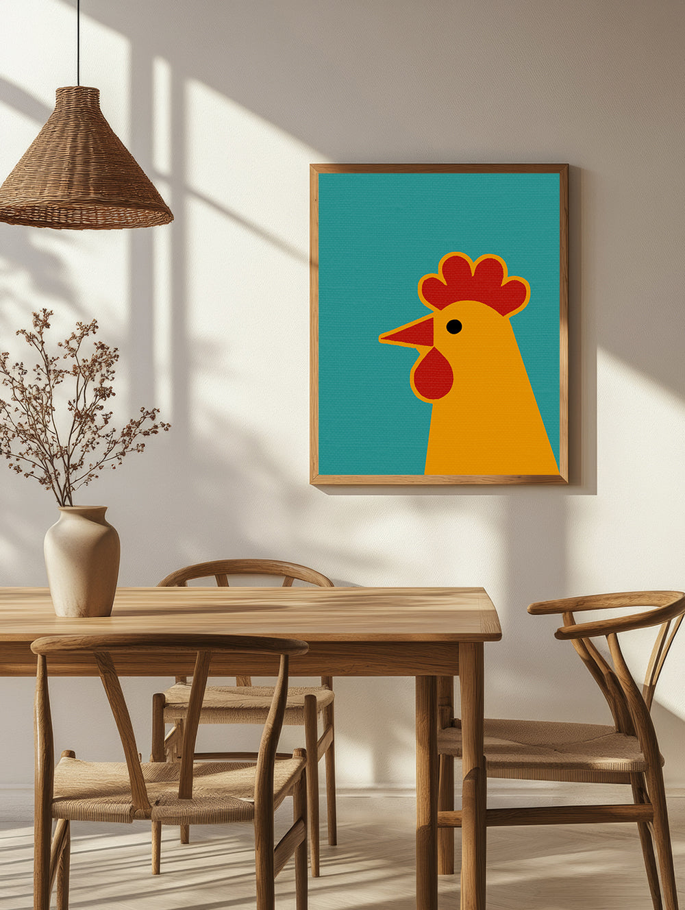 Midwest Modern Icon Pop Art Chicken Head Print - Matte Canvas, Stretched, 1.25" - wall decor, fun art,  bold, animals, chickens