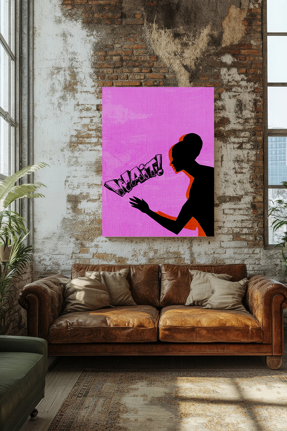 Midwest Modern Icon Pop Art WAIT Print - Matte Canvas, Stretched, 1.25" - wall decor, fun art,  bold, woman, women
