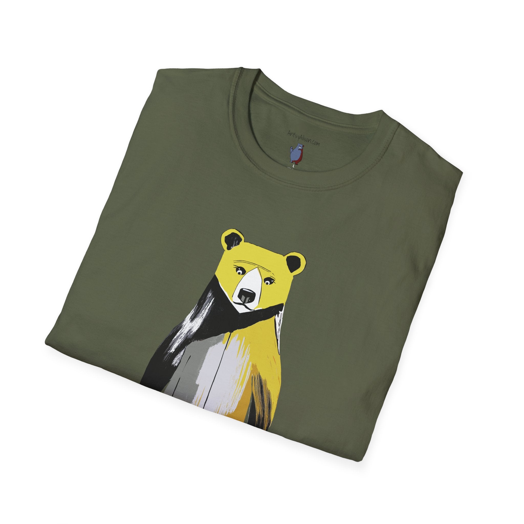The Painted Black Bear Graphic Art Tee - 100% Cotton T-Shirt