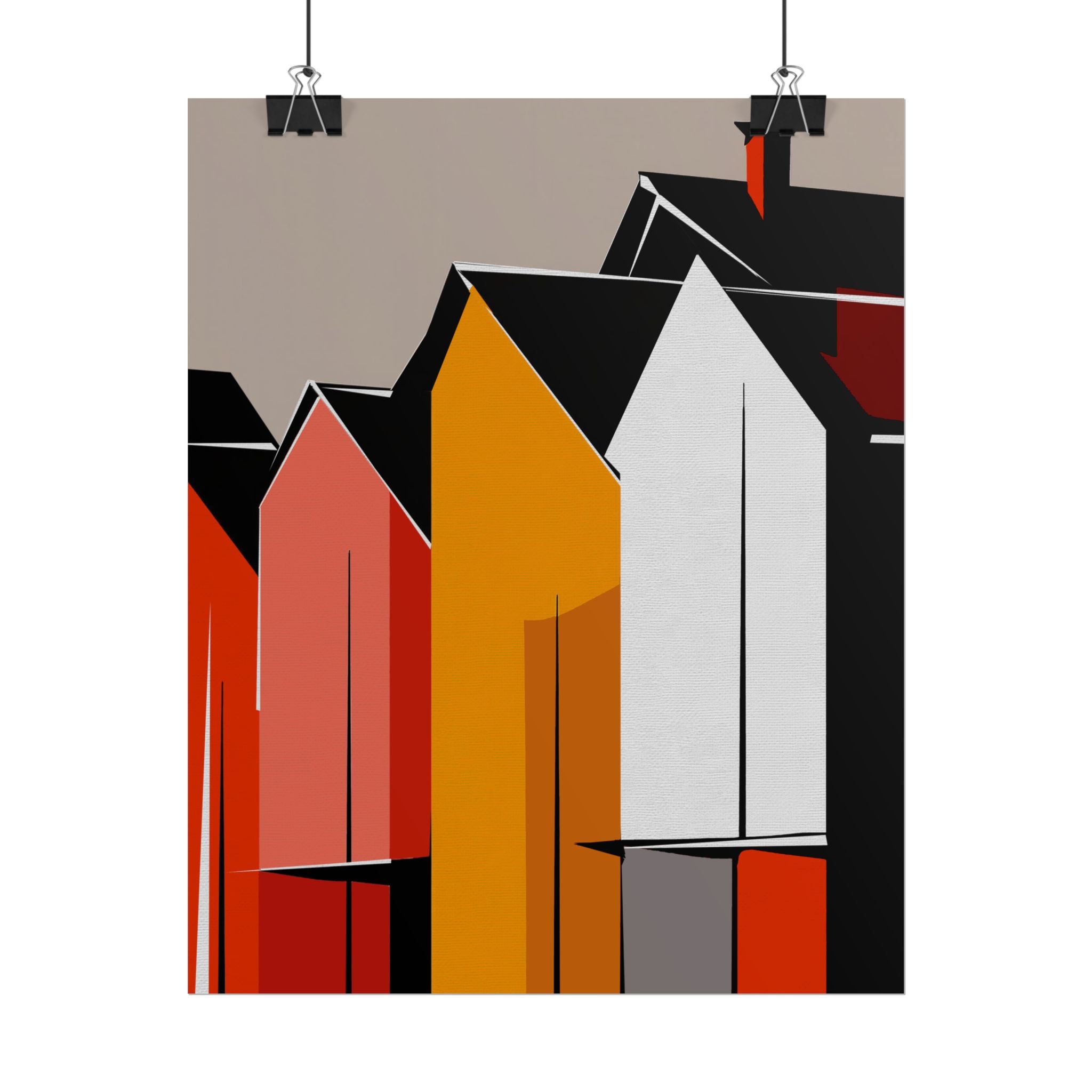 Mid Century Modern Inspired Houses Homes Art Print Rolled Poster | Wall Art, Midwest Mod, Prairie, Architecture
