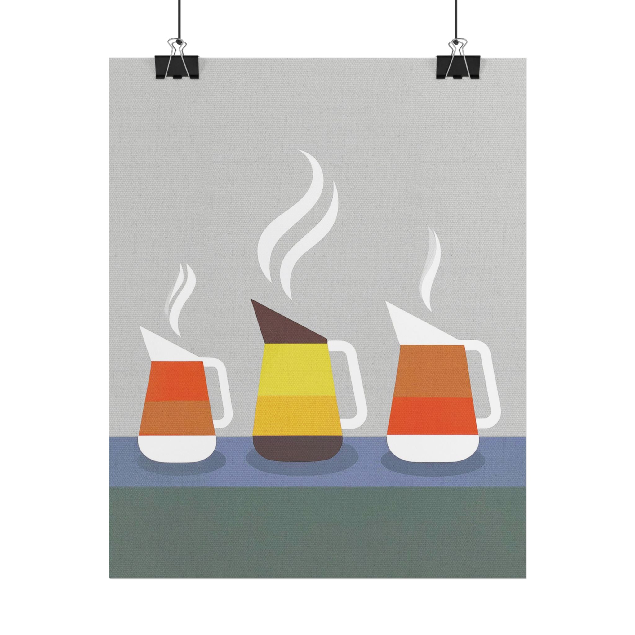Danish Modern Inspired Coffee Pot Art Print Rolled Poster | Wall Art, Midwest Mod, Danish Modern, Coffee, Coffee Pot
