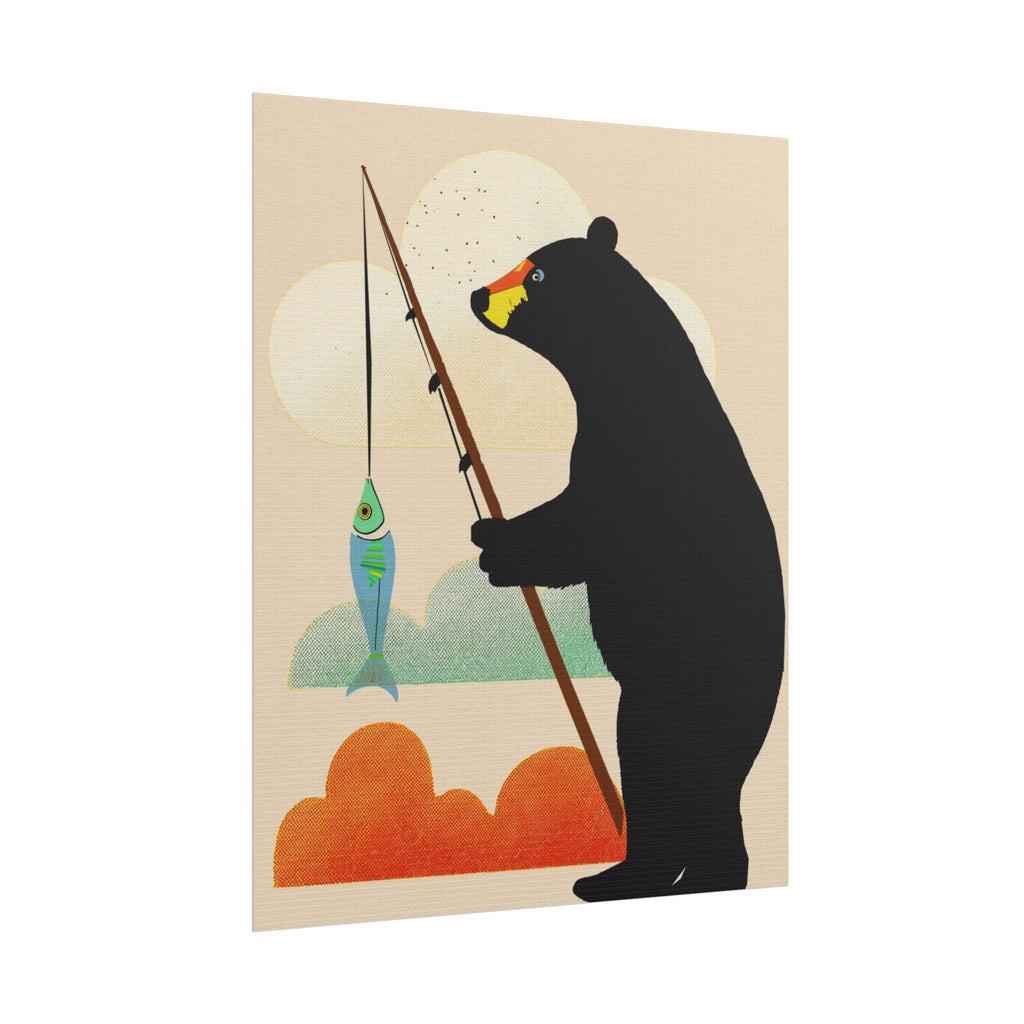 Fishing Bear with Catch Art Print Rolled Poster | Fishing, Bears