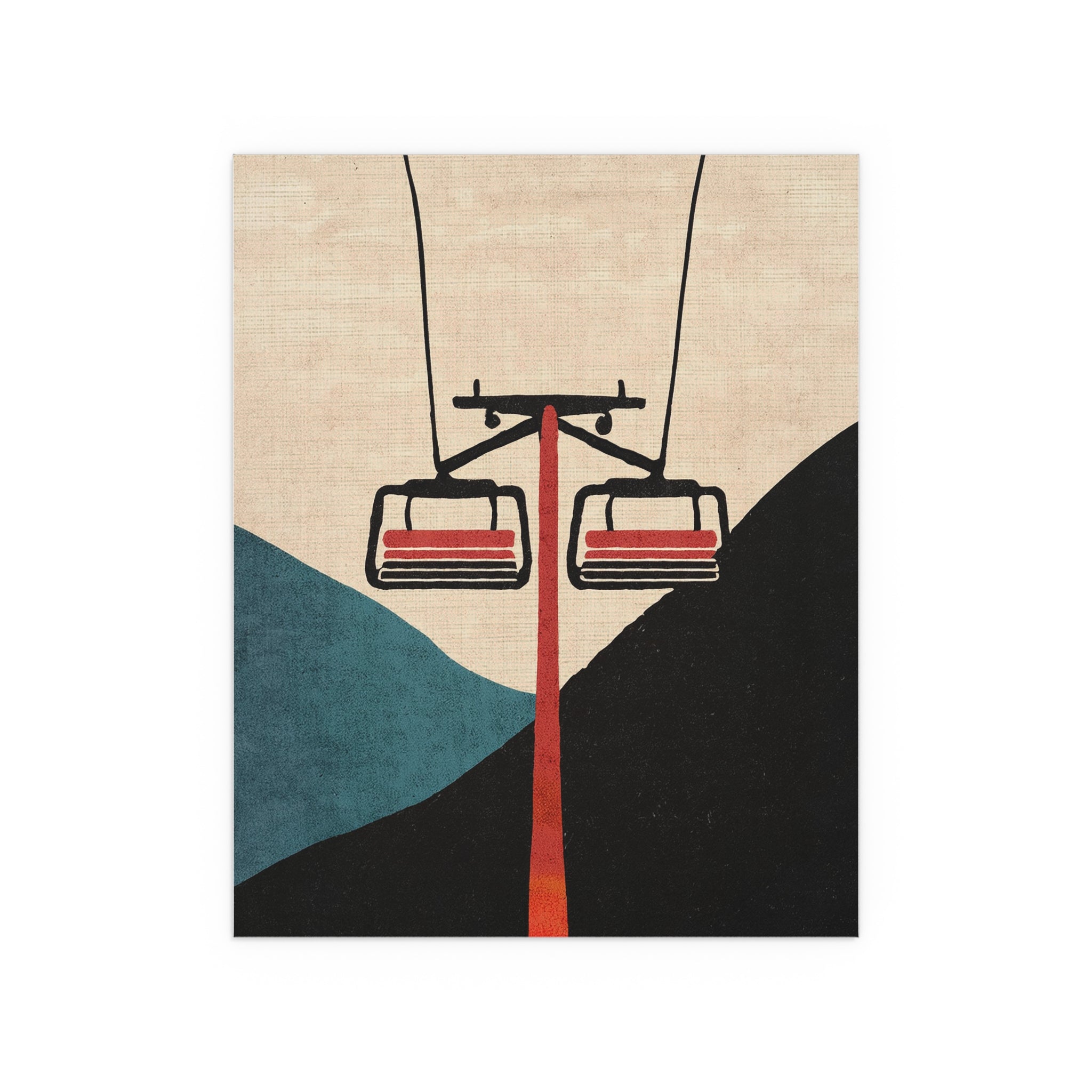 Midwest Mod Minimal Ski Lift Silk Poster, Indoor and Outdoor Decor, Unique Home Decor, Seasonal Decor, Christmas, Holiday, Winter, Cabin