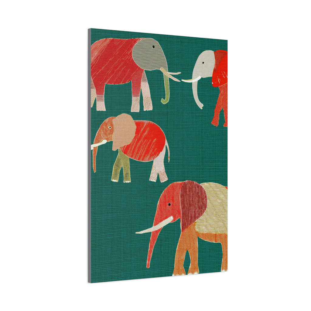 Midwest Modern Pop Art Elephant March - Matte Canvas, Stretched, 1.25" - wall decor, fun art, modern, simple, graphic, nature, elephant