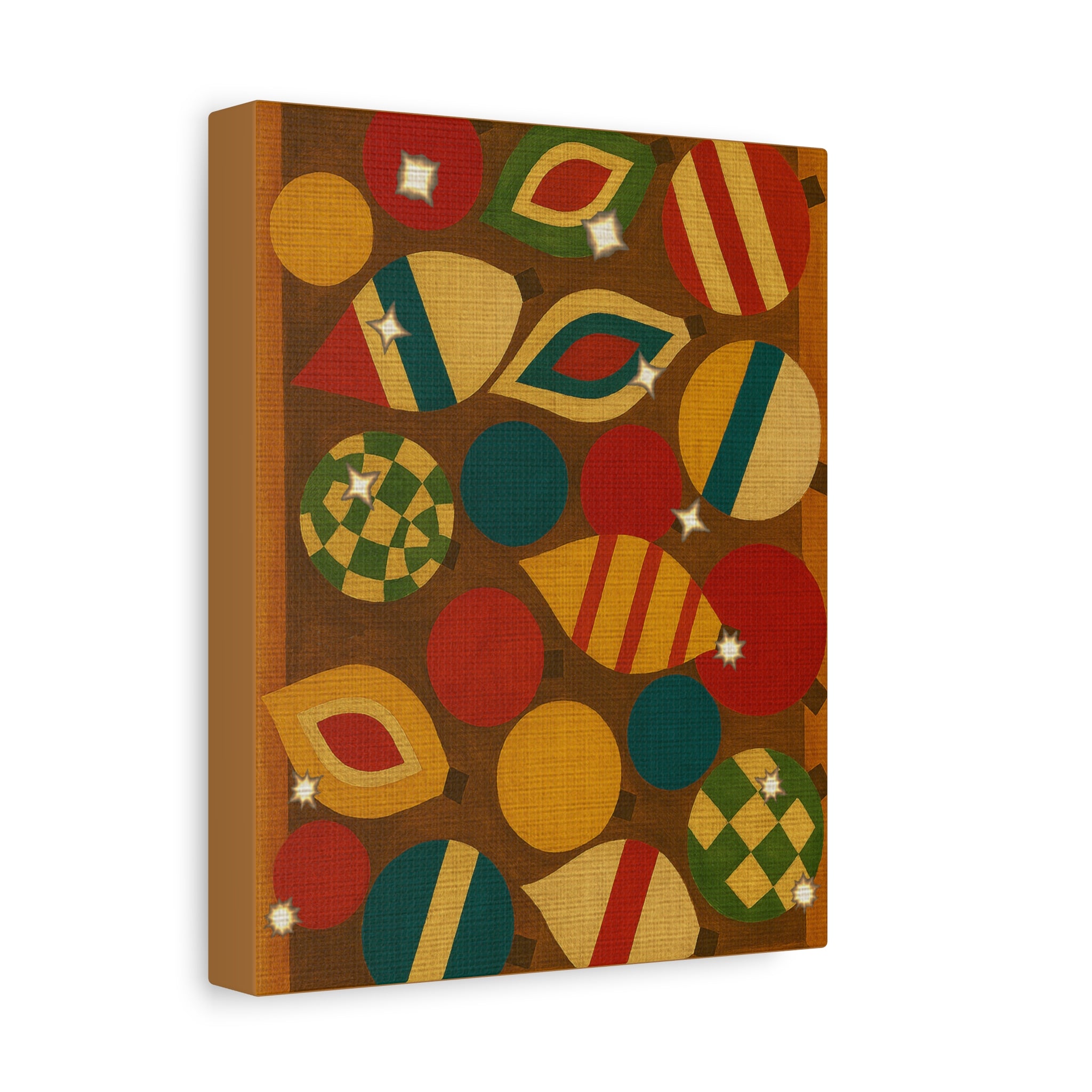 Midwest Mod Seasonal Christmas Art Print -Vintage Glass Box of Ornaments - Matte Canvas, Stretched, 1.25"