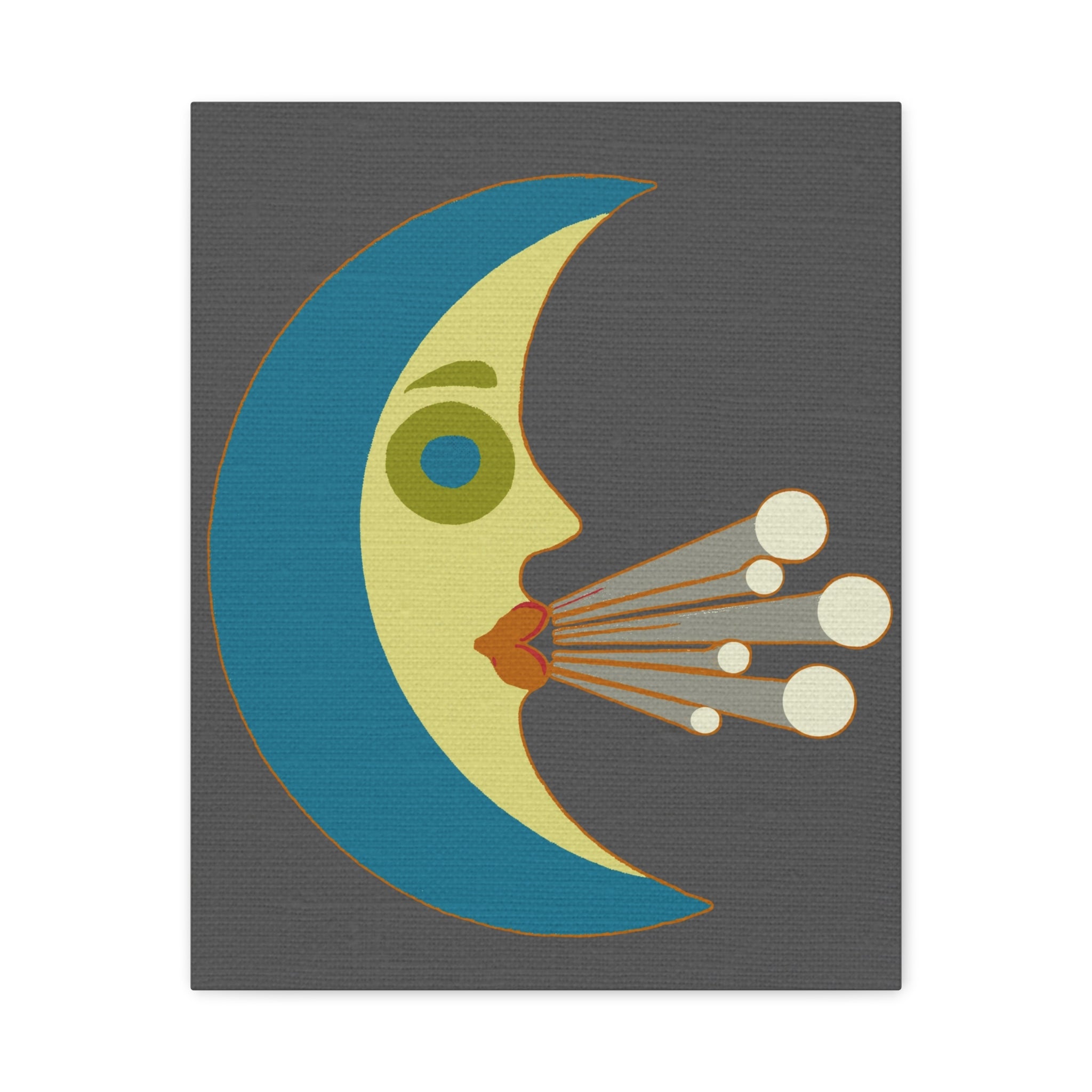 Midwest Modern Windy Crescent Moon Print - Matte Canvas, Stretched, 1.25" -  home decor, wall art, nature, moon, space, wind, weather