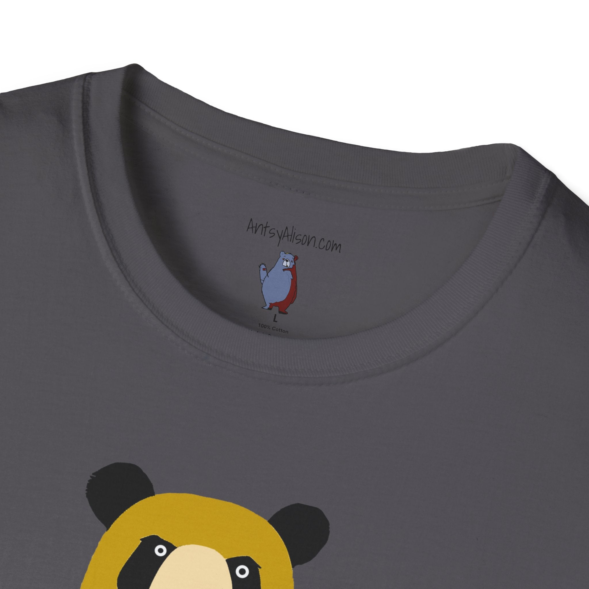 Yellow and Black Bear Number 5 Graphic Art - 100% Cotton T-Shirt